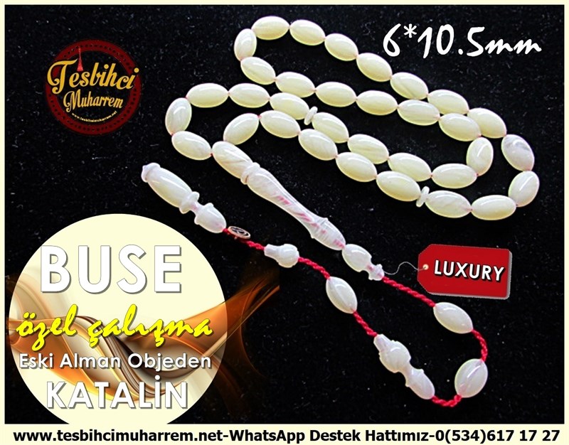 Arpa Model Damarlı Krem Beyazı Objeden Eski Alman Katalin Tesbih Buse