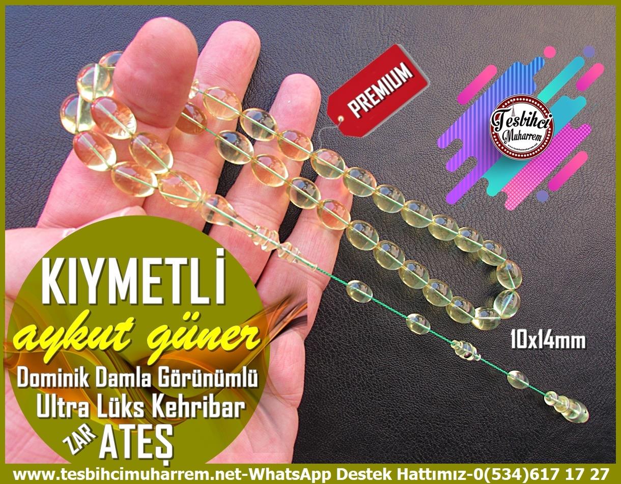 Zar Kehribar TesbihTM13300Aykut Güner Usta El İşçiliği Premium Tespih | Ultra Lüks Beyzi Kesim, Saydam Yeşil Ateşi Zar Kehribar, Kıymetli TesbihTespih Premium Ateşi Zar Kehribar I Ultra Lüks Dominik Damla Görünümlü Kıymetli Tesbih