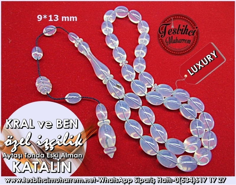 Aytaşı Tonda Özel Eski Alman Katalin Tesbih 9*13 mm Kral ve Ben 