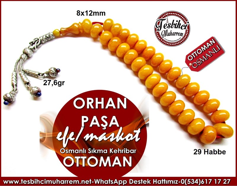 Bileklik Boy Maskot Osmanlı Sıkma Kehribar Tesbih Fikri Paşa 