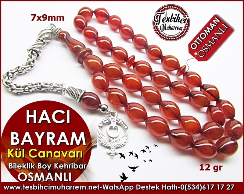 Bileklik Eski Osmanlı Sıkma Kehribar Tesbih Hacı Bayram 