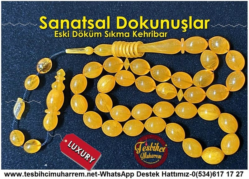 Bir Erbay Klasiği Eski Döküm Kehribar Tesbih Sanatsal Dokunuşlar 