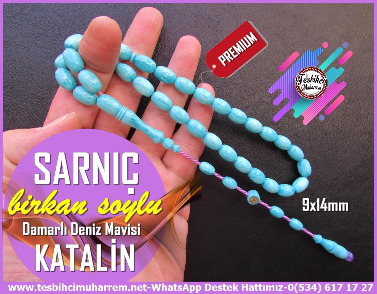 Katalin Ve Bağa TesbihlerTM13324Birkan Soylu Usta El İşçiliği Katalin Tespih | Eski Usül Badem Kesim Osmanlı Form, Gökyüzü Mavisi 