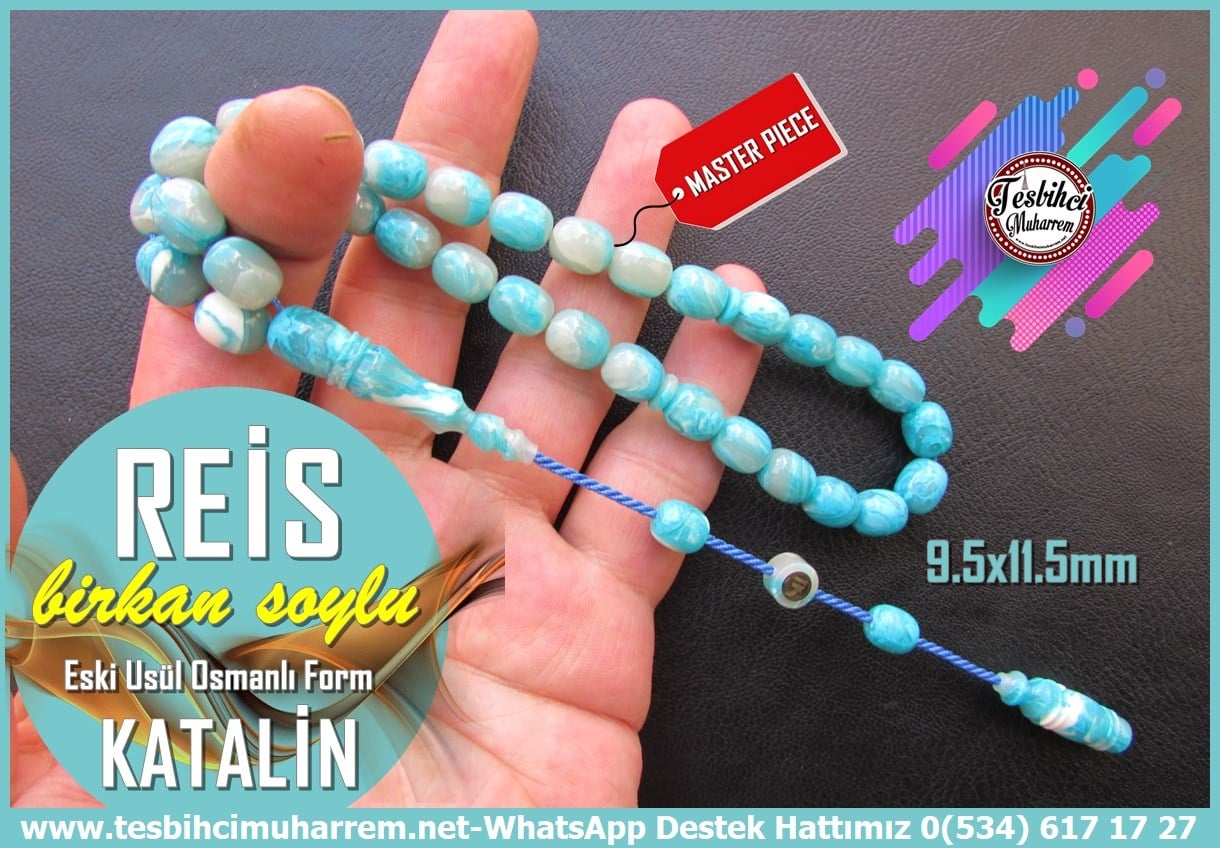 Katalin Ve Bağa TesbihlerTM14390Birkan Soylu Usta İmzalı Firuze Renk Eski Usül Katalin Tesbih I Osmanlı Form Premium İşçilik Reis TesbihFiruze Renk Eski Usül Katalin Tesbih I Osmanlı Form Premium İşçilik Reis Tesbih