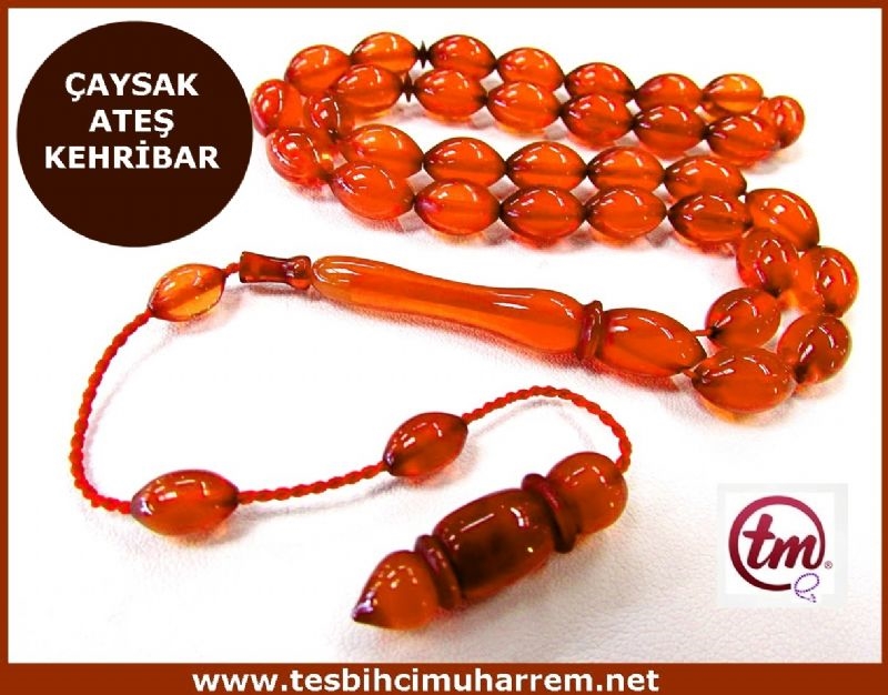 ATEŞ KEHRİBARI TESBİH 7x11 mm ÇAYSAK NARSAK