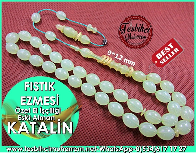 Katalin Tesbih 9*12 mm Eski Alman Fıstık Ezmesi