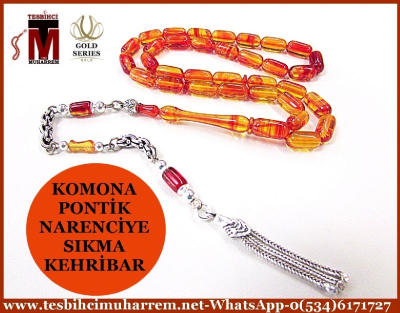 SIKMA KEHRİBAR TESBİH 6x11 mm NARENCİYE KOMONA PONTİK