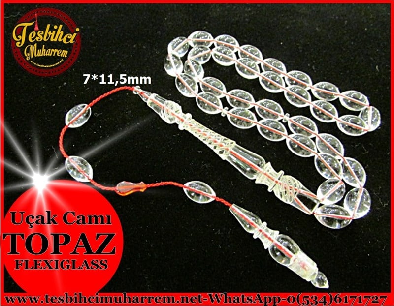 FLEXIGLASS TESBİH 7*11,5 mm UÇAK CAMI TOPAZ