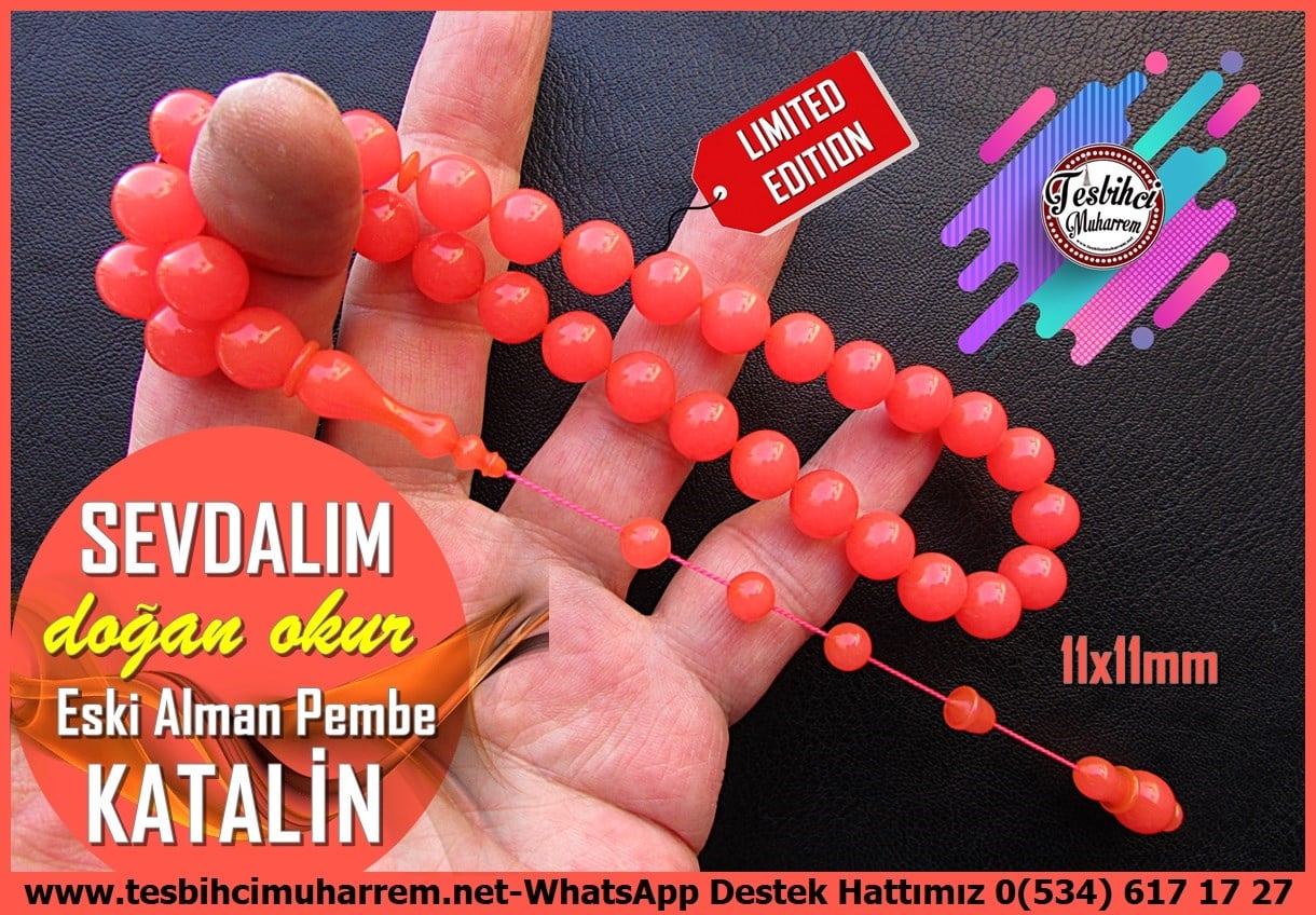 Katalin Ve Bağa TesbihlerTM14302Doğan Okur Usta Tornası Pembe Renk Kolleksiyonluk Katalin Tespih I Premium Çalışma Uçlu Küre Sevdalım Tesbih Pembe Renk Kolleksiyonluk Katalin Tespih I Premium Çalışma Uçlu Küre Sevdalım Tesbih