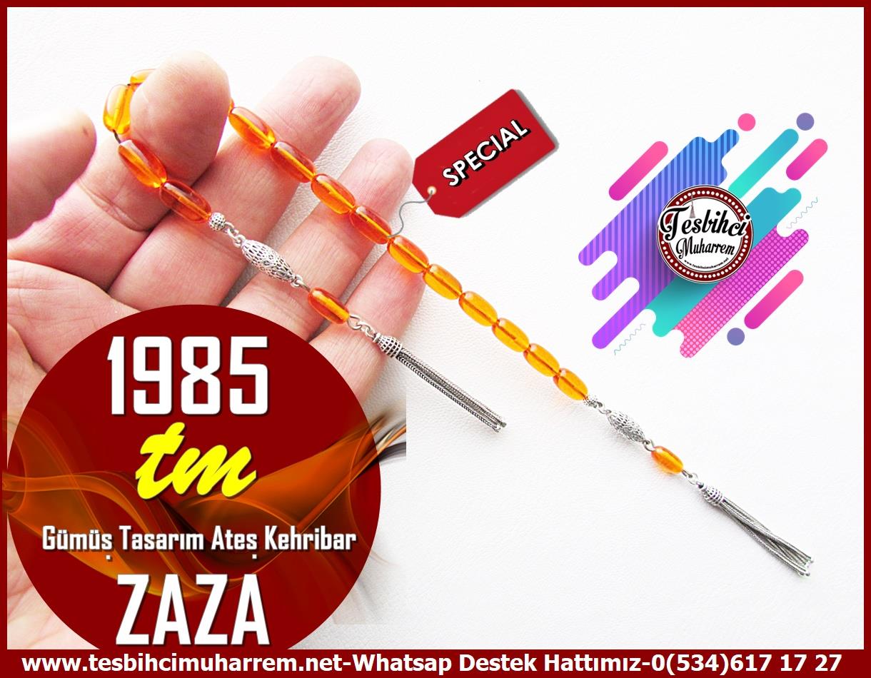Kehribar Zaza Sallama TesbihlerTM13537Düzgün Baba Usta Dizayn Tespih | Zaza Sallama Ateş Kehribar, Kapsül Model, Gümüş Tasarım 