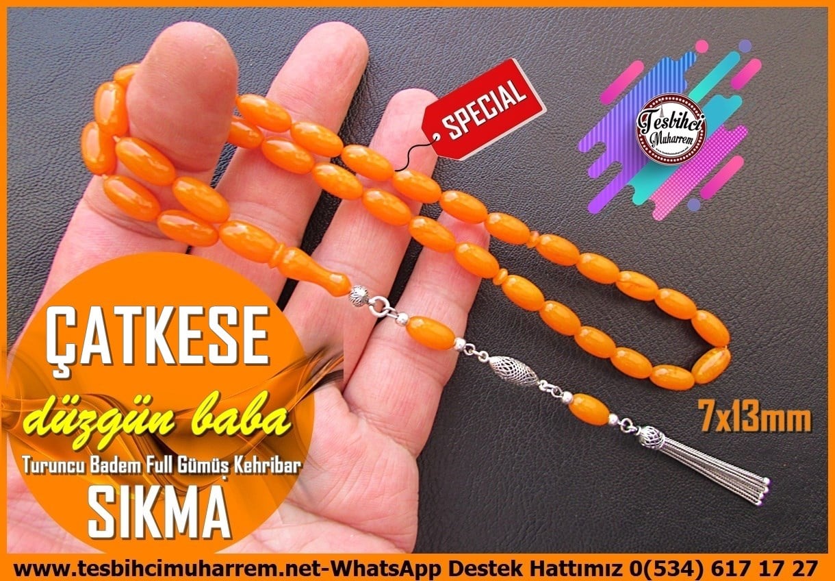 Turuncu Kehribar TesbihlerTM14417Düzgün Baba Usta Dizayn Turuncu Sıkma Kehribar Tesbih I Full Gümüş Püskül Badem Kesim Çatkese TesbihTuruncu Sıkma Kehribar Tesbih I Full Gümüş Püskül Badem Kesim Çatkese Tesbih
