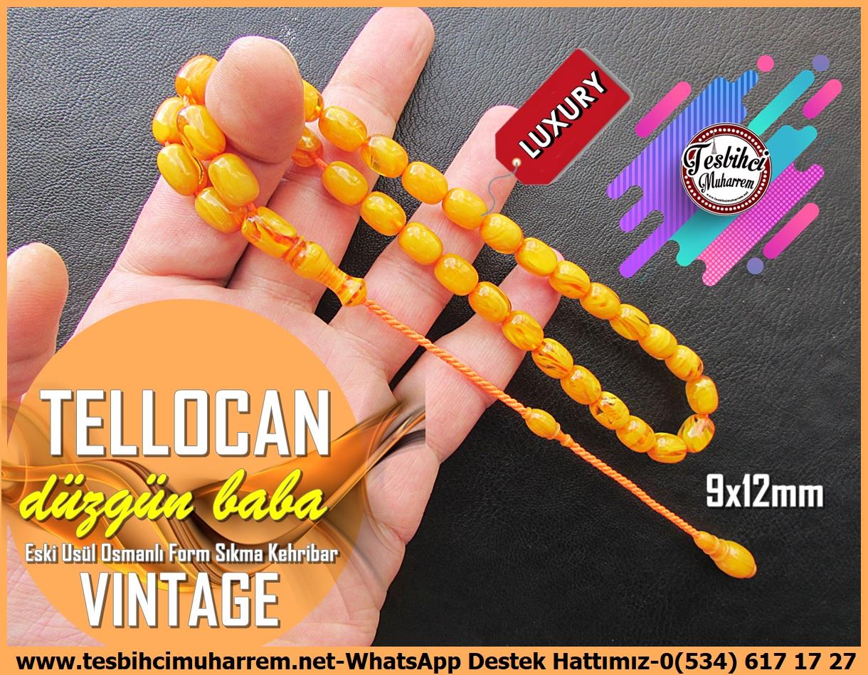 Osmanlı Benzetme Eskitme Eski Usül TesbihlerTM13302Düzgün Baba Usta El İşçiliği Tespih | Eski Usül Osmanlı Form, Kayısı Renk, Sıkma Kehribar 