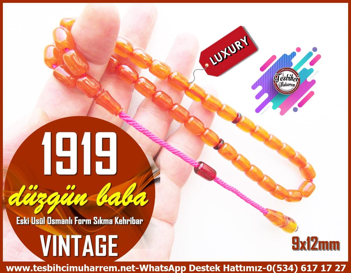 Osmanlı Benzetme Eskitme Eski Usül TesbihlerTM13315Düzgün Baba Usta El İşçiliği Tespih | Eski Usül Osmanlı Form, Kayısı Renk, Sıkma Kehribar 