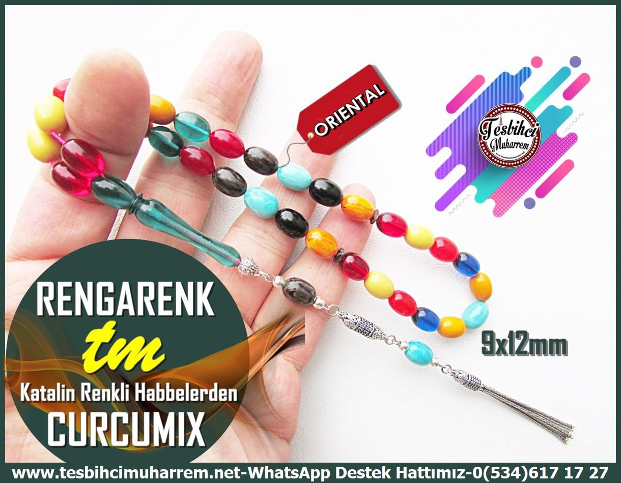 Katalin Ve Bağa TesbihlerTM13769Düzgün Baba Usta Tornası | Katalin Tespih, Renkli Habbeler, Curcumix, Beyzi Kesim, Gümüş Püsküllü, 