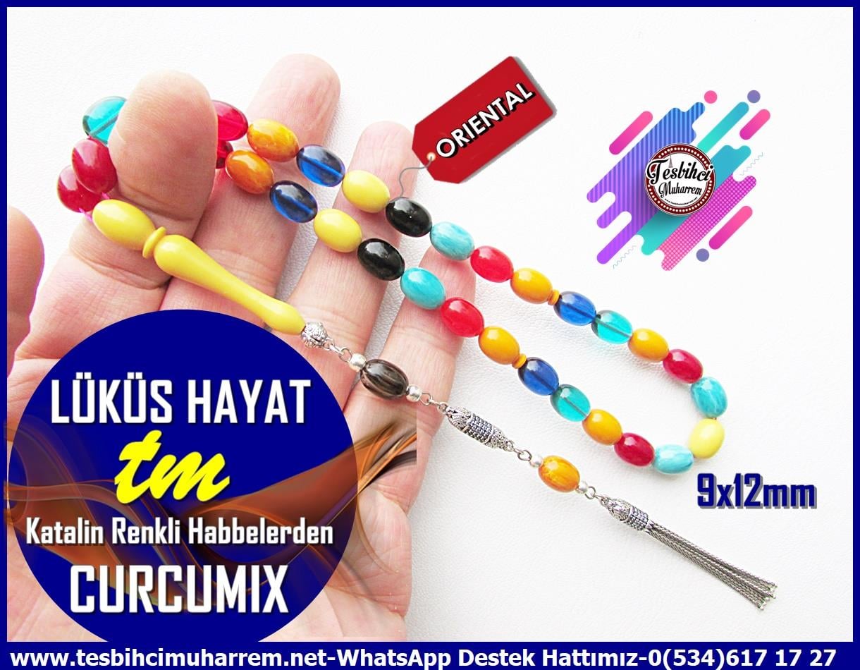 Katalin Ve Bağa TesbihlerTM13768Düzgün Baba Usta Tornası | Katalin Tespih, Renkli Habbeler, Curcumix, Beyzi Kesim, Gümüş Püsküllü, 