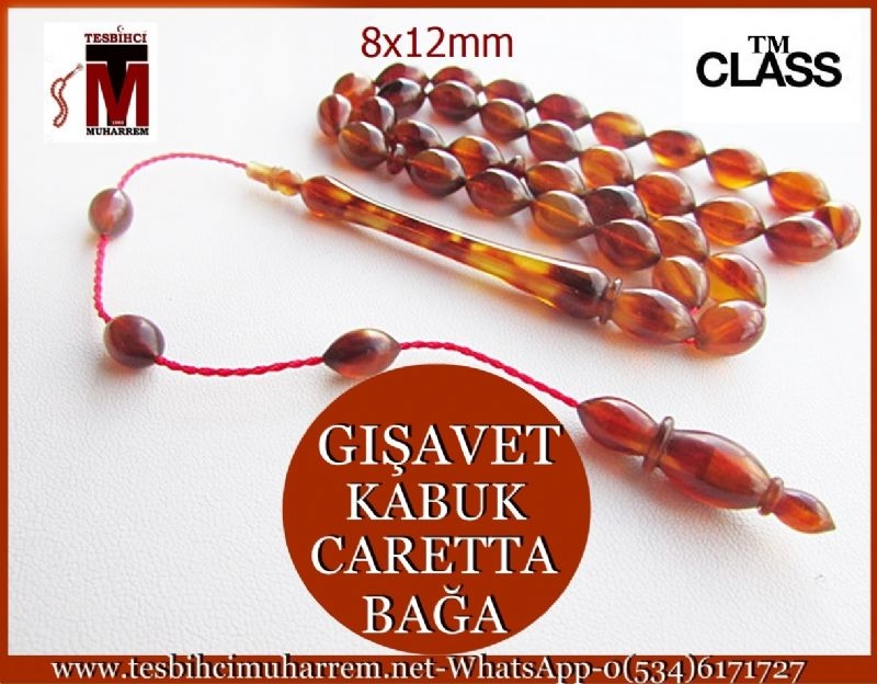 CARETTA BAĞA TESBİH 8x12 mm KABUK GIŞAVET