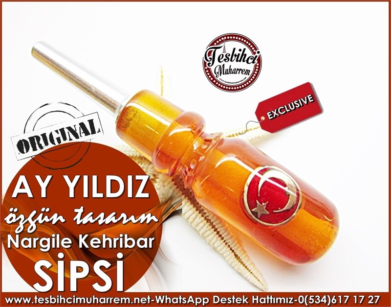El İşçiliği Nargile Sipsisi Çaysak Ateş Ton Özgün Tasarım Kehribar Ay Yıldız Model