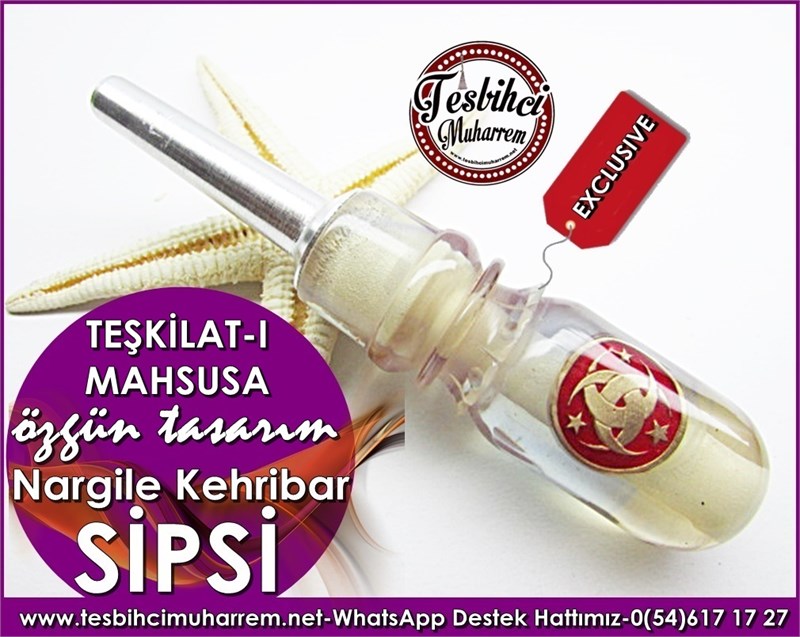 El İşçiliği Nargile Sipsisi Krem Mavi Ton Özgün Tasarım Kehribar Teşilat-ı Mahsusa Model
