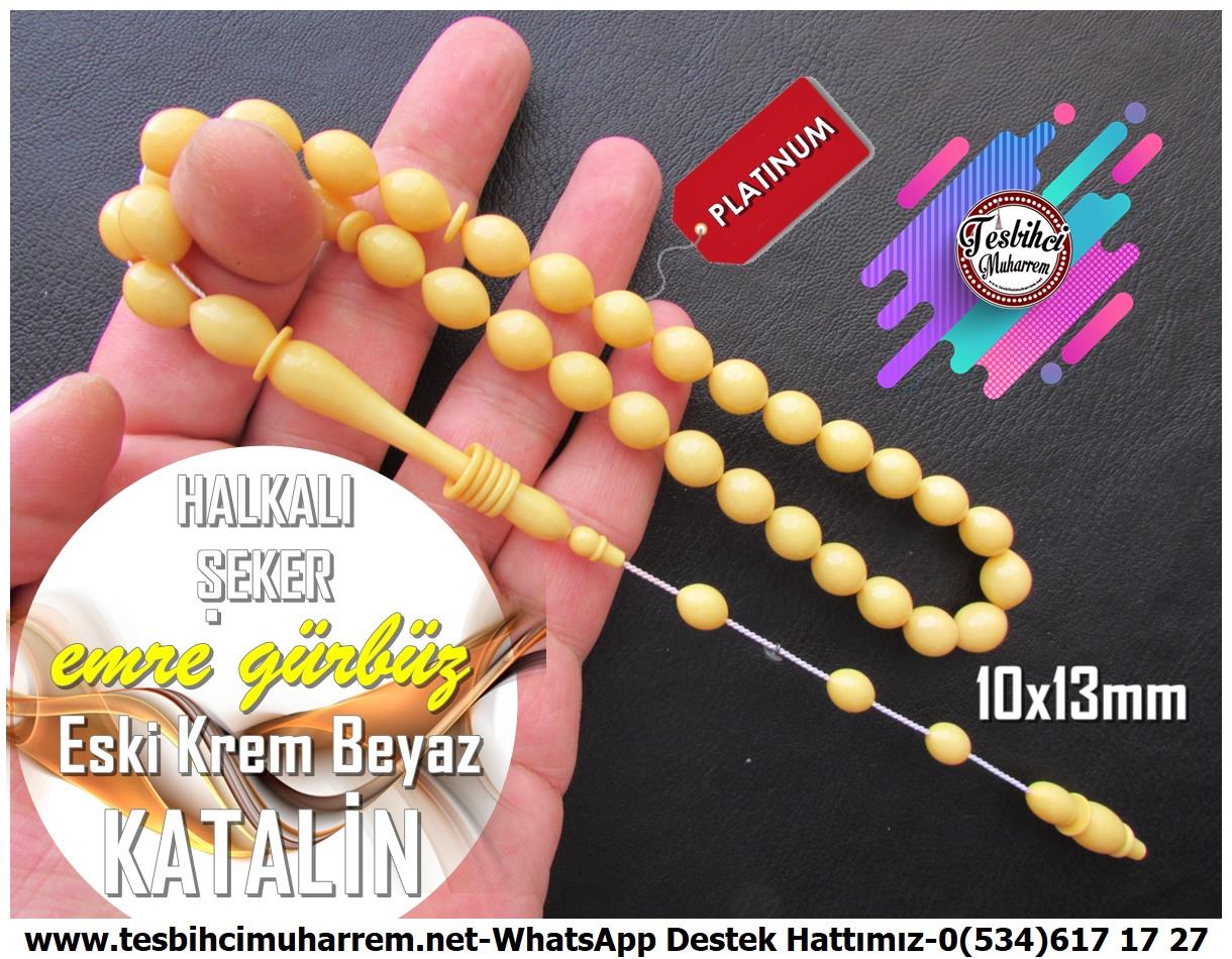 Katalin Ve Bağa TesbihlerTM13278Emre Gürbüz Usta El İşçiliği Katalin Tesbih | Beyzi Kesim Krem Beyaz Sığırcık Kesim Halkalı Şeker TesbihTespih Katalin I Beyzi Kesim Krem Beyaz Eski Objeden Halkalı Şeker Tesbih 