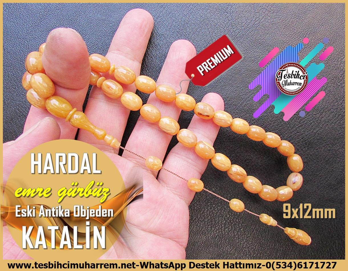 Katalin Ve Bağa TesbihlerTM13850Emre Gürbüz Usta El İşçiliği Tespih | Orijinal 1909 Sonrası Bakalit Carvacraft Katalin, Antika Sümen Takımından Hardal Renk, 