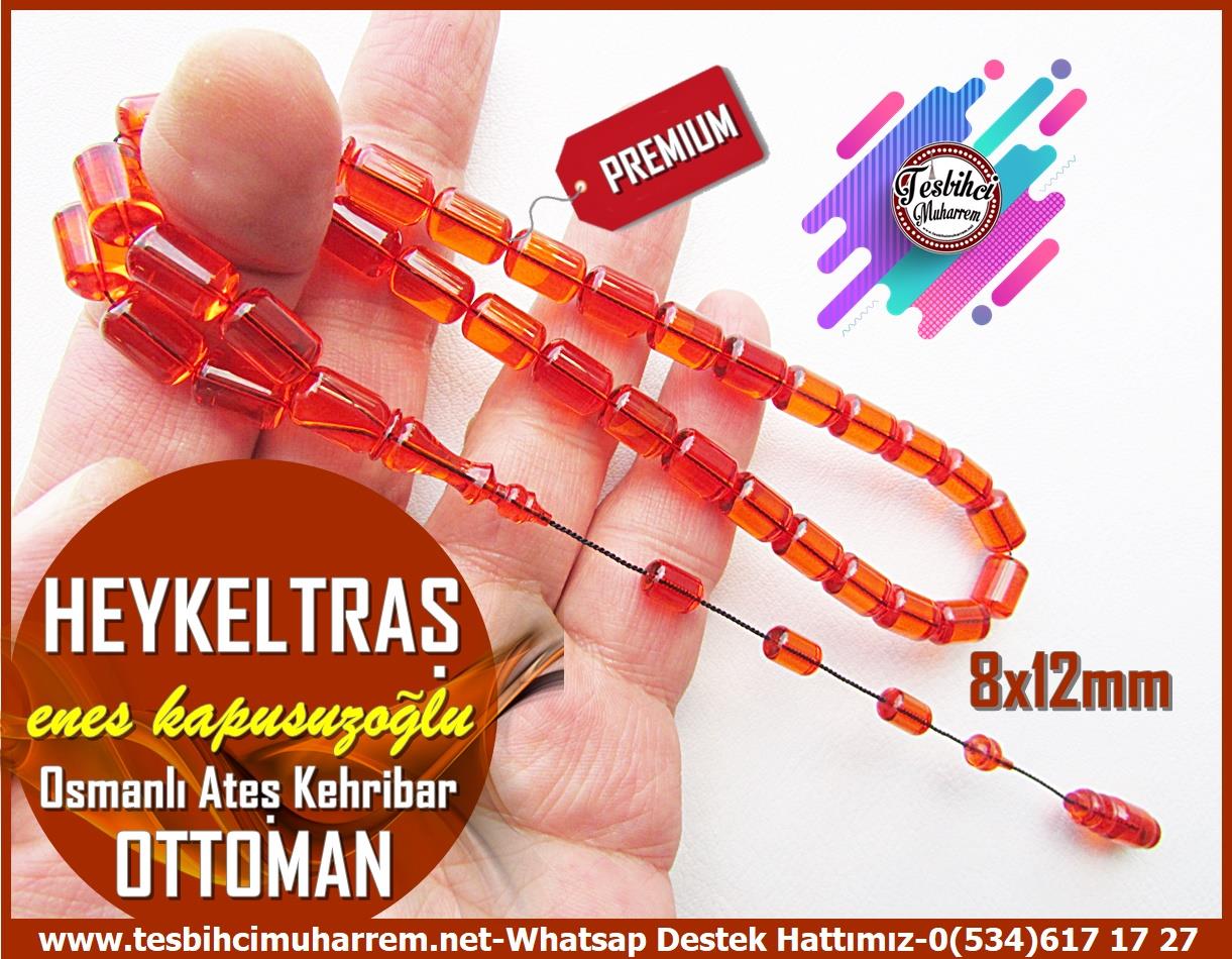 Osmanlı Antika Vişne Ton TesbihlerTM13593Enes Kapusuzoğlu Usta Tornası Tespih | Osmanlı Ateş Kehribar, Kapsül Kesim, Profesyonel Çalışma, 