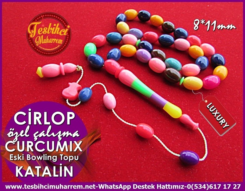 Eski Alman Bowling Topu Renkli Curcumix Katalin Tesbih Cirlop