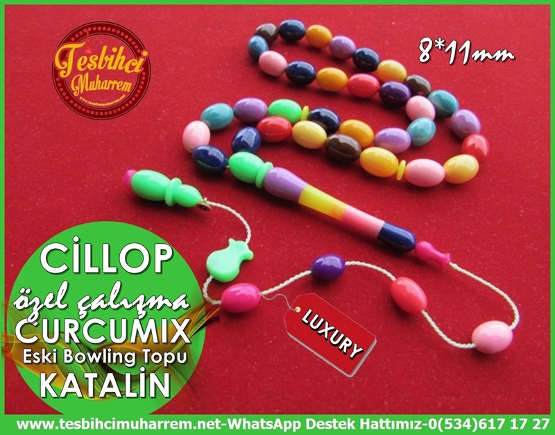 Eski Alman Bowling Topu Renkli Curcumix Katalin Tesbih Cillop 