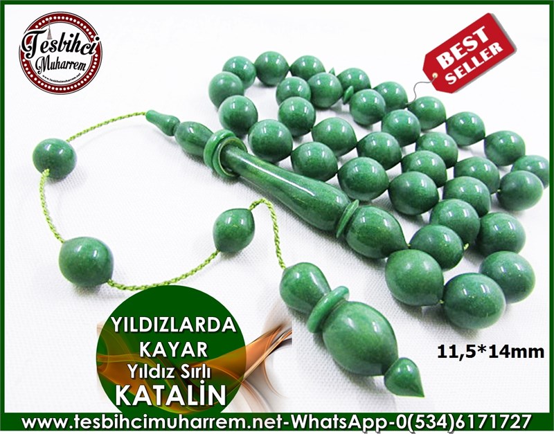 ESKİ KATALİN TESBİH 11,5*14 mm YILDIZ SIRLI YILDIZLARDA KAYAR