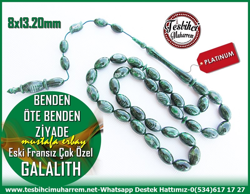 Galanit TesbihTM110153Galalith Tesbih Eski Fransız Çok Özel Platinum Yeşil Beyzi Benden Öte Benden ZiyadeGalalith Tesbih Eski Fransız Çok Özel Platinum Yeşil Beyzi Benden Öte Benden Ziyade