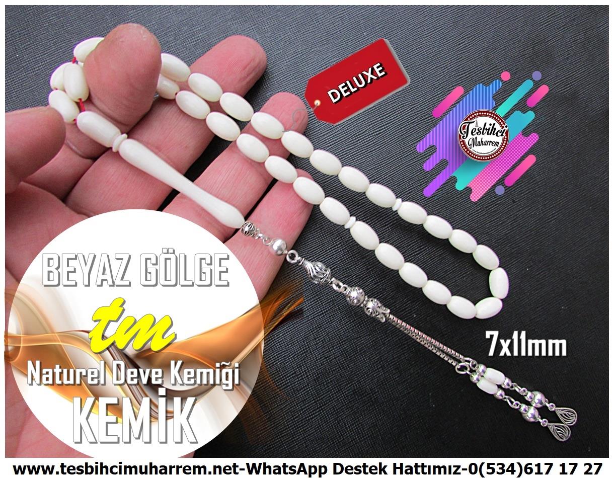 Deve Kemiği TesbihTM13185Gümüş Tasarım Doğal Deve Kemiği Tesbih SevdalukTespih Deve Kemiği I Badem Kesim Gümüş Tasarım Beyaz Gölge Tesbih 