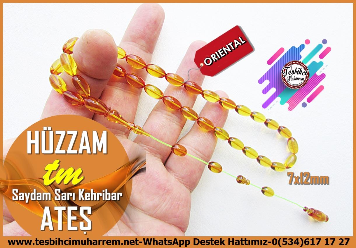 Sarı Ton TesbihlerTM14019İbrahim Yardımcı Usta İşçilikli Ateş Kehribar Tesbih – Saydam Sarı, Badem Kesim, “Hüzzam” İşçilikli Özel Tasarım Tespih Tespih Ateş Kehribar I Saydam Sarı Badem Kesim Hüzzam Tesbih