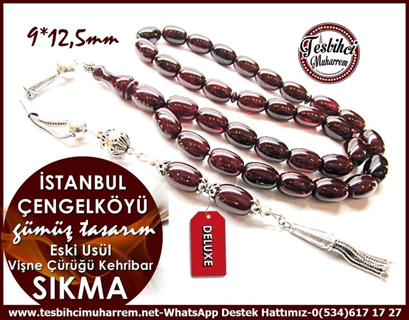 Kapsül Kesim Gümüş Tasarım Vişne Sıkma Kehribar Tesbih İstanbul Çengelköyü