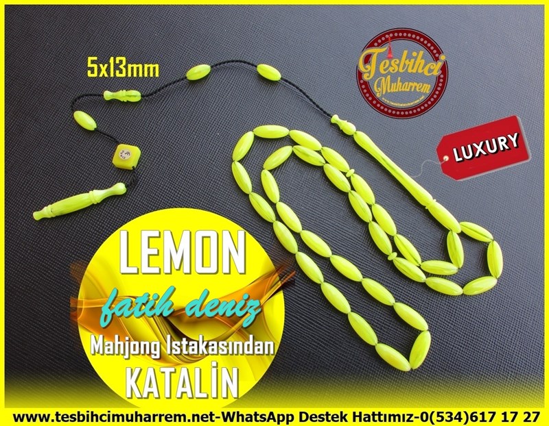 Tesbihci Muharrem Kolleksiyonluk TesbihlerTM11204Katalin Tesbih Eski Mahjong Istakasından Uzun Arpa Limoni Lemon  Katalin Tesbih Eski Mahjong Istakasından Uzun Arpa Limoni Lemon  