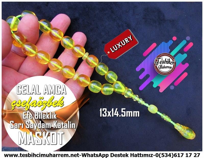Hareli Damarlı Sarı Kehribar TesbihlerTM12463Katalin Tespih Saydam Neon Sarı İskender Model Celal Amca Tesbih Katalin Tespih Saydam Neon Sarı İskender Model Celal Amca Tesbih 
