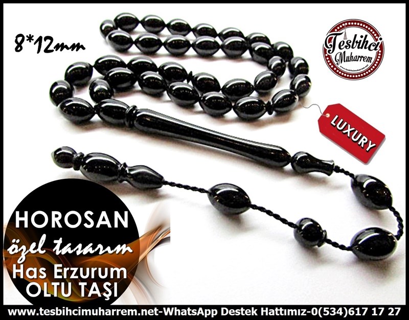 Kayadan Orjinal Has Erzurum Oltu Taşı Black Amber Tesbih Horosan 