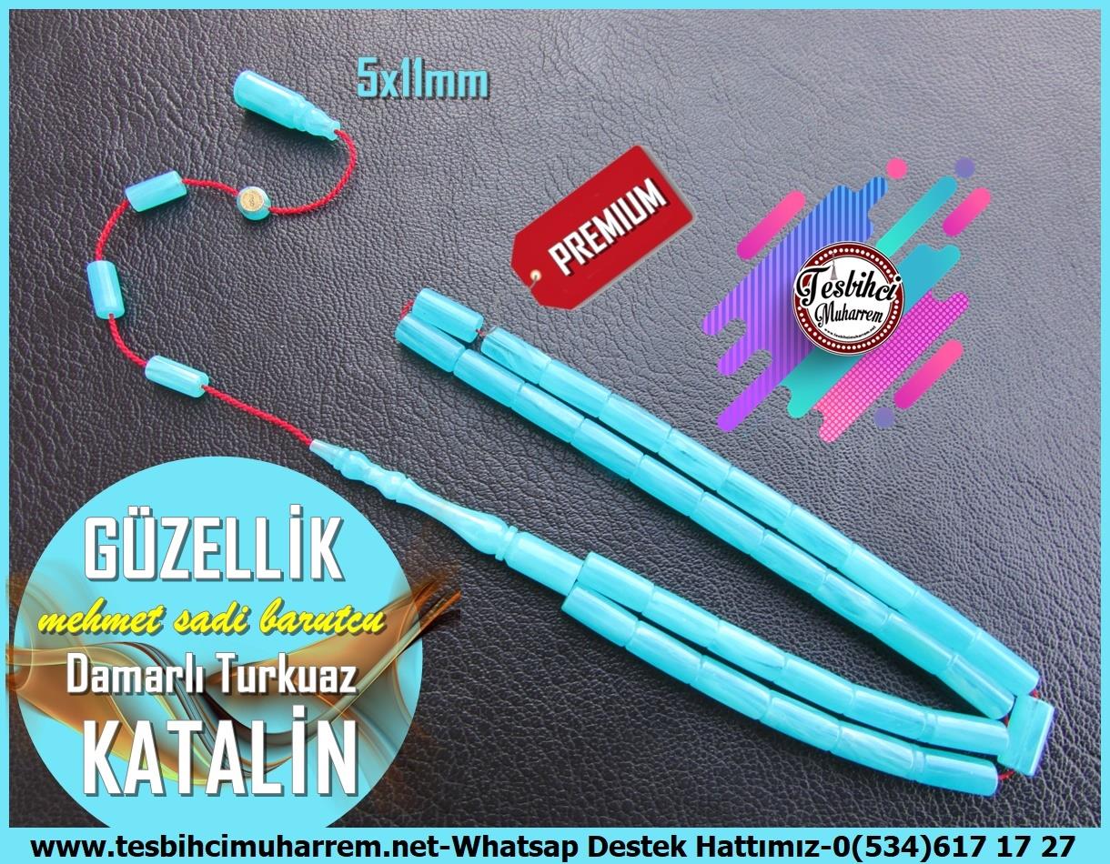 Katalin Ve Bağa TesbihlerTM13531Mehmet Sadi Barutcu Usta El İşçiliği Tespih | Turkuaz Katalin, Kesme Model, Profesyonel Çalışma, 