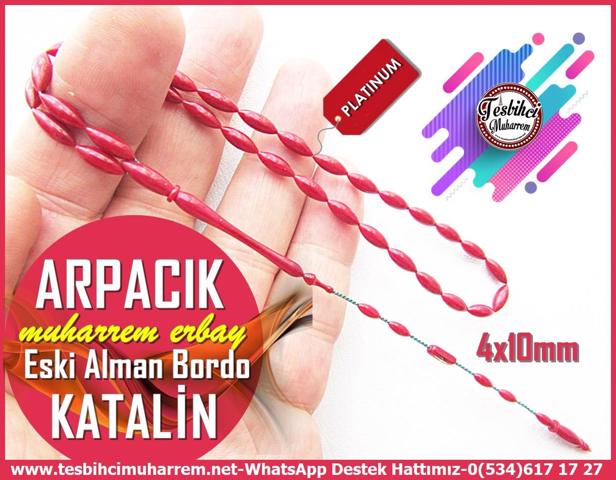 Katalin Ve Bağa TesbihlerTM12595Muharrem Erbay Usta İmzalı Tespih | Katalin, Eski Alman Objeden, Bordo Renk, Arpa Kesim, “Arpacık” Model Tesbih Tespih Katalin l Eski Alman Bordo Renk Arpa Kesim Bürokrat Arpacık Tesbih 
