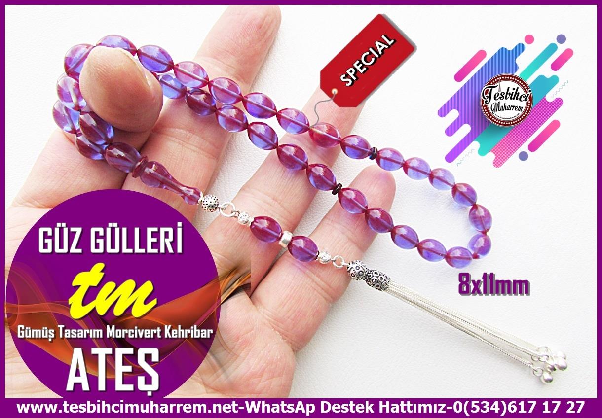 Mor Ton TesbihlerTM14076Muharrem Karaoğlu Usta Dizayn Güz Gülleri Ateş Kehribar Tespih – Morcivert Renk, İpek Gümüş Tasarım, Beyzi Kesim El Yapımı Koleksiyonluk TespihTespih Ateş Kehribar I Morcivert Renk İpek Gümüş Tasarım Beyzi Kesim Güz Gülleri  Tesbih