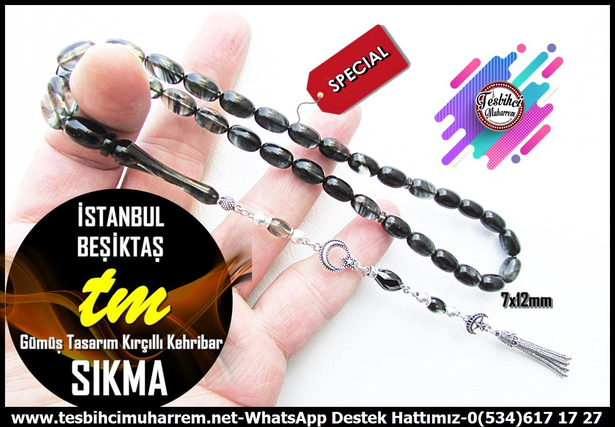 Siyah Kehribar TesbihlerTM14041Muharrem Karaoğlu Usta Dizayn İstanbul-Beşiktaş Sıkma Kehribar Tespih – Uzun Gümüş Püsküllü, Kırçıllı, Badem Kesim Günlük Çekim TesbihTespih Sıkma Kehribar I Badem Kesim Kırçıllı Gümüş Püskül Tasarım İstanbul Beşiktaş