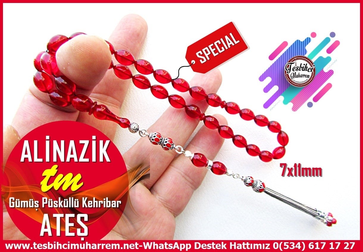 Ateş Kırmızı Ton TesbihlerTM14508Muharrem Karaoğlu Usta Dizayn Kırmızı Renk Ateş Kehribar Tesbih I Gümüş Püskül Tasarım Beyzi Kesim Alinazik TesbihKırmızı Renk Ateş Kehribar Tesbih I Gümüş Püskül Tasarım Beyzi Kesim Alinazik Tesbih