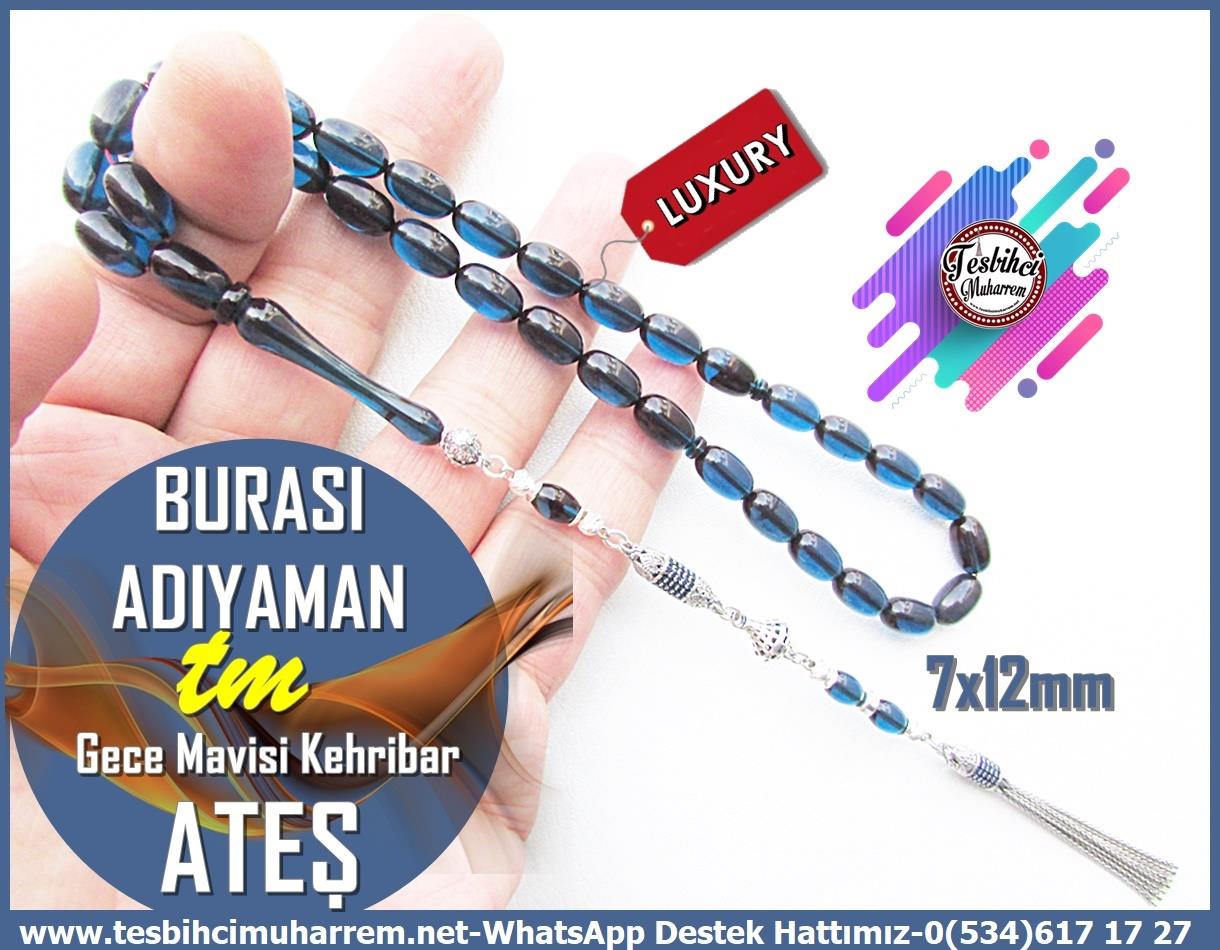 Su Damlası Ton TesbihlerTM13814Muharrem Karaoğlu Usta Dizayn Tespih | Ateş Kehribar,Gece Mavisi, Zirkon Gümüş Püskül, Beyzi Kesim, “Burası Adıyaman” TesbihTespih Ateş Kehribar l Zirkon Taş Gümüş Püsküllü Burası Adıyaman Tesbih