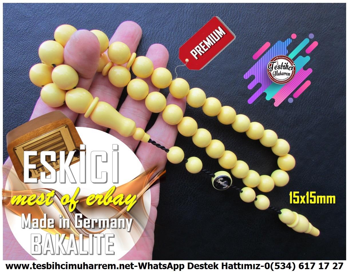 Orjinal Eski Alman Kehribar TesbihlerTM13326Mustafa Erbay Usta El İşçiliği Antika Tespih | Bakalit Katalin, Eski Usül Osmanlı Form, Krem Renk Küre Kesim, Eski Alman 