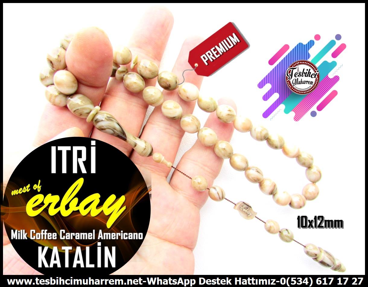 Katalin Ve Bağa TesbihlerTM13393Mustafa Erbay Usta El İşçiliği Tespih | Katalin, Sütlü Kahve Karamelli, Damarlı Beyzi Kesim 