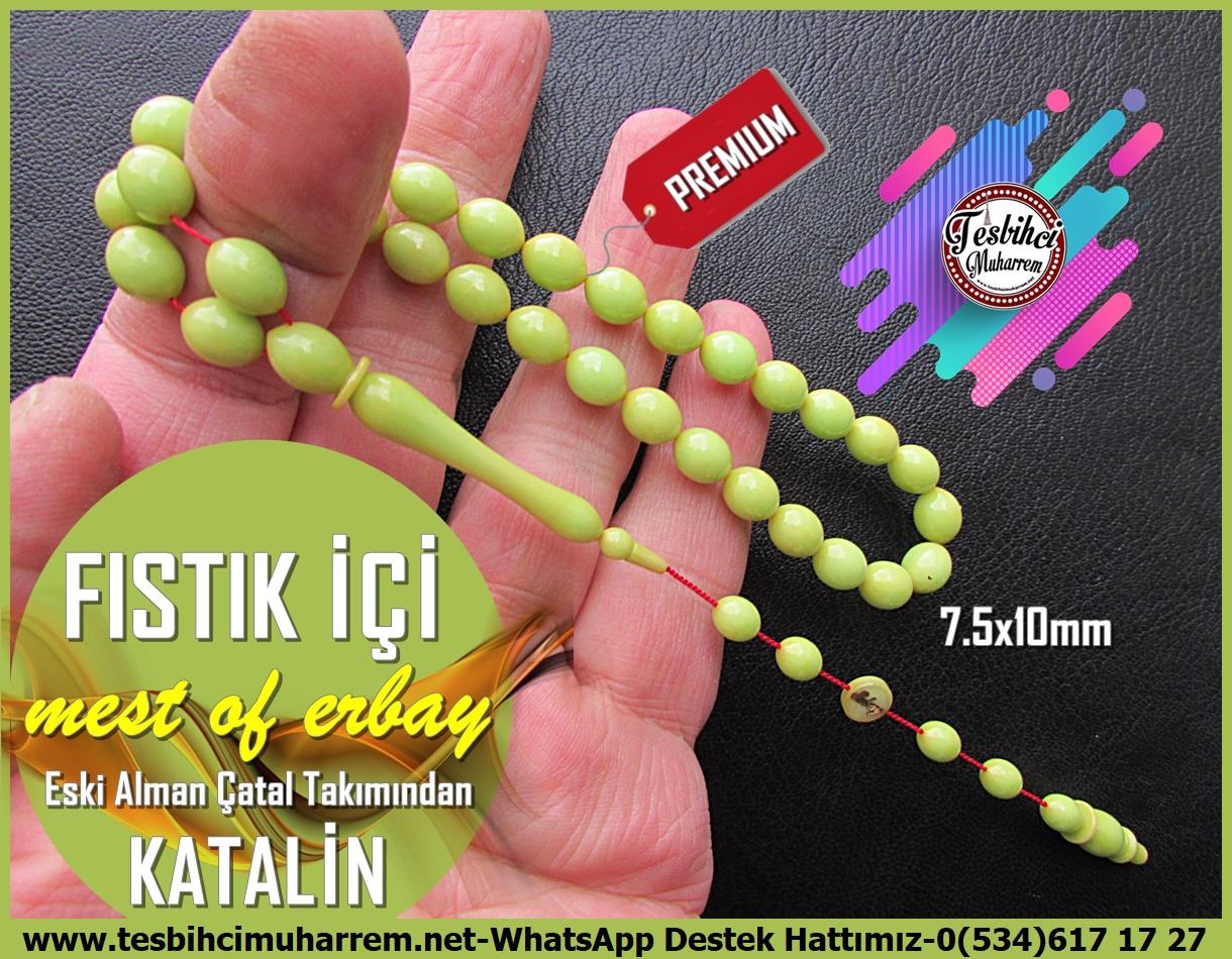 Katalin Ve Bağa TesbihlerTM13615Mustafa Erbay Usta Tornası | Katalin Tespih, Eski Alman Objeden, Pastel Yeşil, 