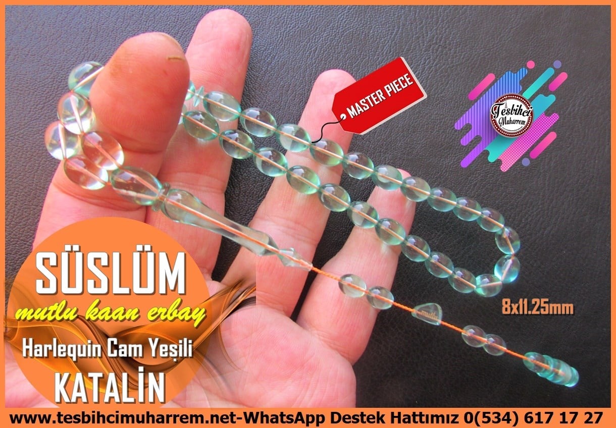 Katalin Ve Bağa TesbihlerTM14392Mutlu Kaan Erbay Usta İmzalı Saydam Yeşil Katalin Tesbih I Mavi Yansımalı Lüks Beyzi Kesim Süslüm TesbihSaydam Yeşil Katalin Tesbih I Mavi Yansımalı Lüks Beyzi Kesim Süslüm Tesbih