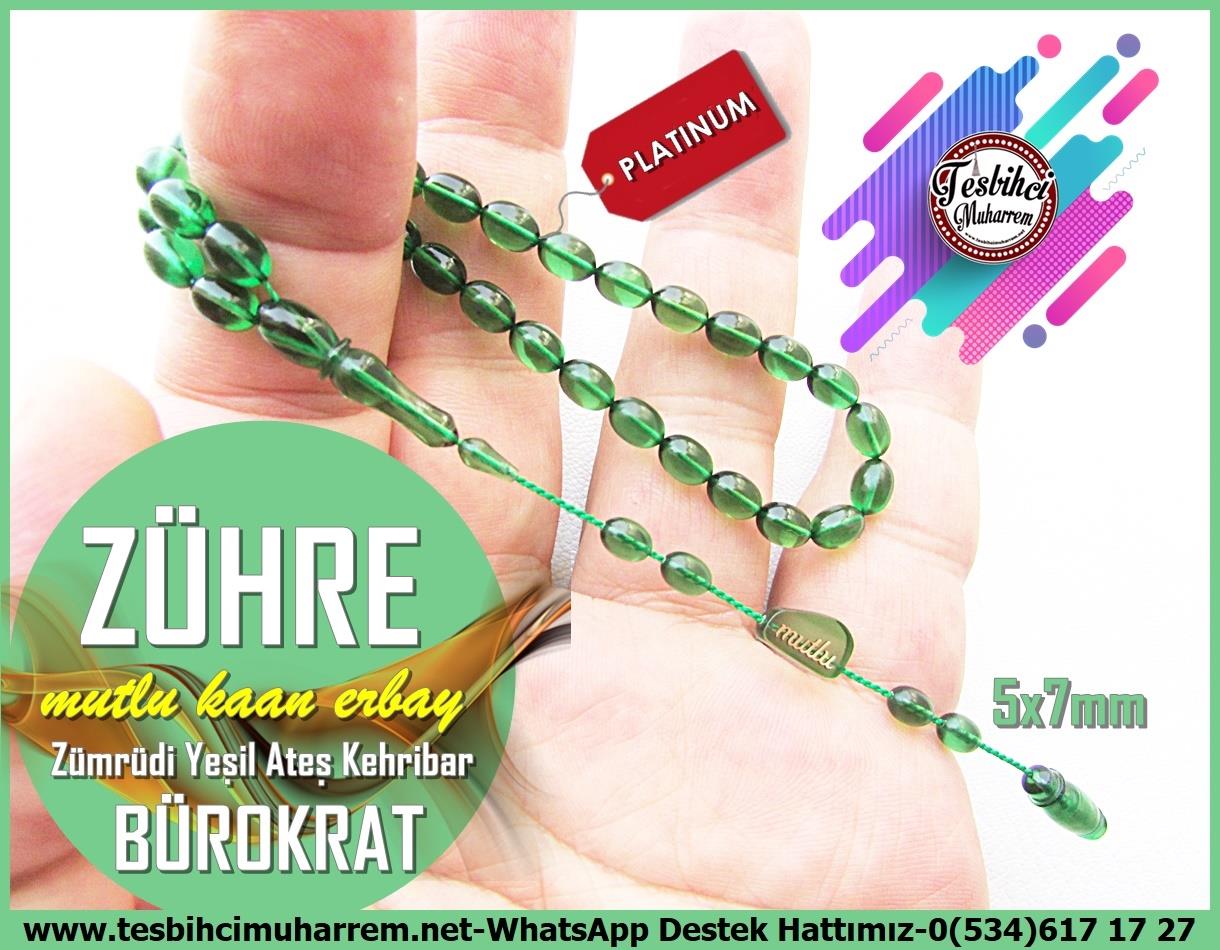 Maskot, Bileklik ve Bürokrat TespihlerTM13916Mutlu Kaan Erbay Usta Tornası Tespih | Bürokrat Ateş Kehribar, Bilek Boy, Zümrüdi Yeşil, 