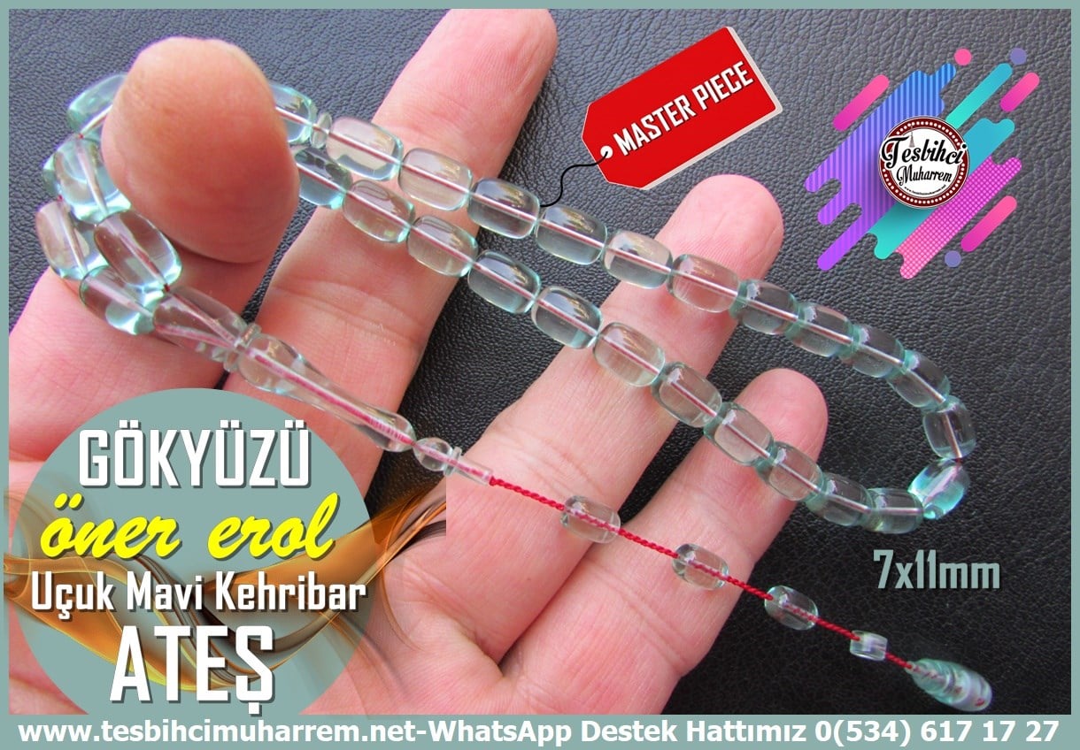 Mavi Ton TesbihlerTM14525Öner Erol Usta İmzalı Ateş Kehribar Tesbih I Uçuk Mavi Gökyüzü TesbihÖner Erol Usta İmzalı Ateş Kehribar Tesbih I Uçuk Mavi Gökyüzü Tesbih 