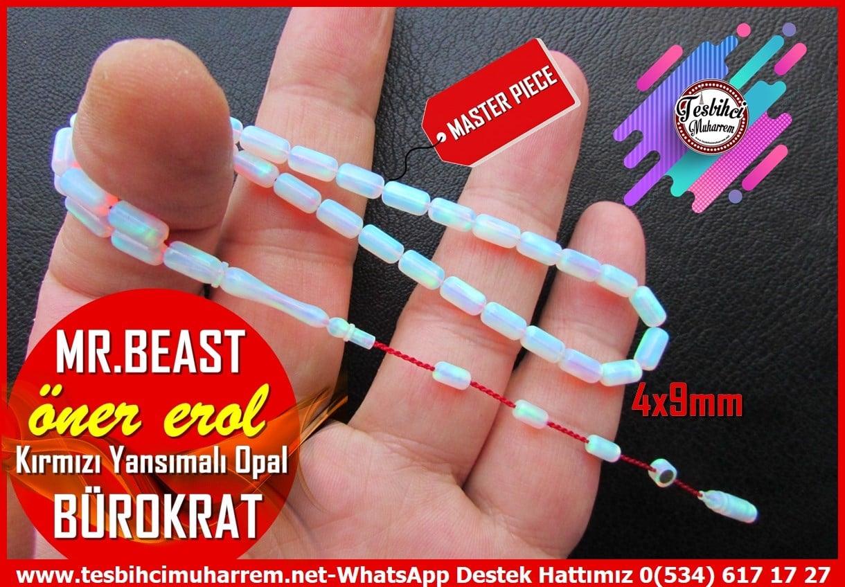 Opal(Sentetik)Sıkma TesbihTM14537Öner Erol Usta İmzalı Bürokrat Opal Tesbih I Bilek Boy Kapsül Kesim Beyaz Kırmızı Yansımalı Mr.Beast TesbihÖner Erol Usta İmzalı Bürokrat Opal Tesbih I Bilek Boy Beyaz Kırmızı Yansımalı Mr.Beast Tesbih