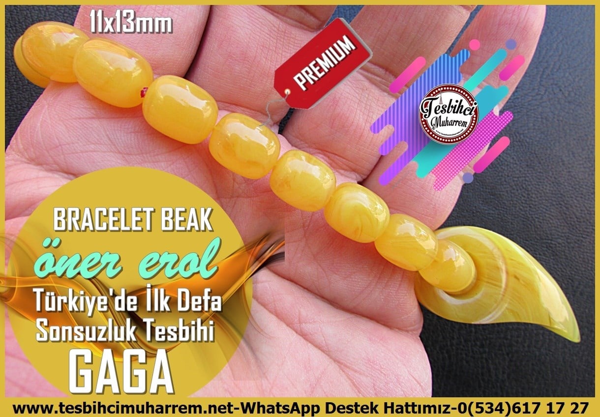 Gaga Sonsuzluk Tesbih-Türkiye'de Bir İlkTM14255Öner Erol Usta İmzalı Sarı Damarlı Sonsuzluk Gaga Tespih I Limited Edition Sıkma Kehribar Bracelet Beak Tesbih Sarı Damarlı Sonsuzluk Gaga Tespih I Limited Edition Sıkma Kehribar Bracelet Beak Tesbih