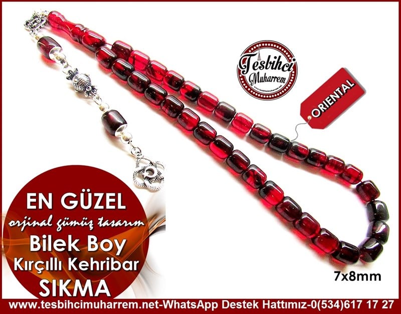 Orjinal Gümüş Tasarım Bilek Boy Kırçıllı Sıkma Kehribar Tesbih En Güzel